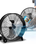 Ventilatore Industriale da Terra 240W 3 Pale in Metallo e 3 Velocità – Portatile