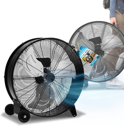 Industriële vloerventilator van 240 W met 3 metalen bladen en 3 snelheden – draagbaar