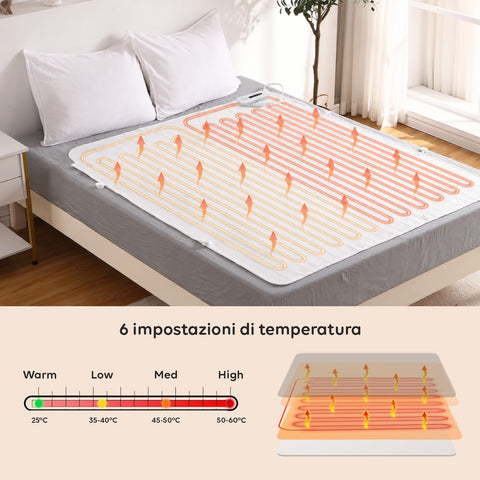 Elektrische thermische deken, verwarmd hoeslaken met snelle verwarming en 6 warmtestanden