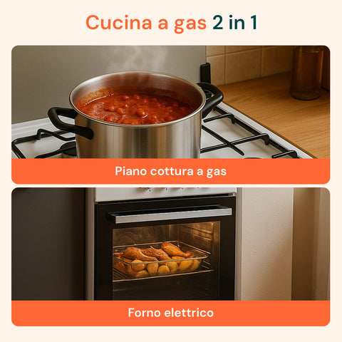 Cucina 60cm con 4 Fuochi e Forno Elettrico 1900W – Classica e Potente
