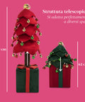 Albero di Natale Estensibile 90 cm – Con Luci e Base Pacco Regalo