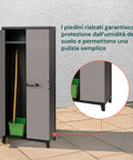 Dettaglio del mobile portascope in plastica riciclata