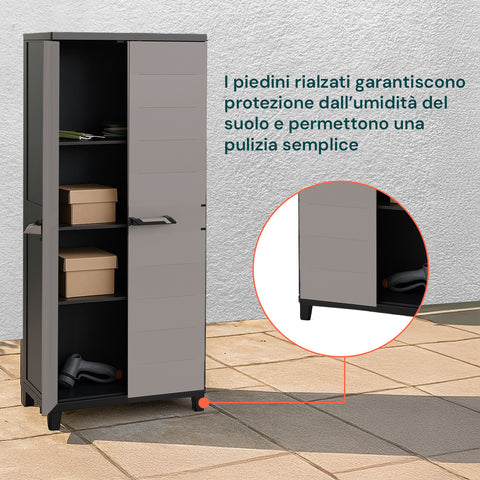 Mobile Tuttopiani Toomax con piedini rialzati che garantiscono protezione dall'umidità del suolo e permettono una pulizia semplice