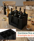 Set 3 Borse Porta Bottiglie 6 Scomparti – Tessuto Oxford Impermeabile