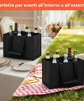 Set 3 Borse Porta Bottiglie 6 Scomparti – Tessuto Oxford Impermeabile