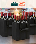 Set 3 Borse Porta Bottiglie 6 Scomparti – Tessuto Oxford Impermeabile