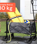 Carrello da Giardino Pieghevole in Acciaio con Freno e Manico Portata 80 kg