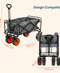 Carrello da Giardino Pieghevole in Acciaio con Freno e Manico Portata 160kg