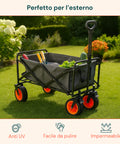 Carrello da Giardino Pieghevole in Acciaio con Freno e Manico Portata 160kg