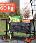 Carrello da Giardino Pieghevole in Acciaio con Freno e Manico Portata 160kg