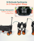 Carrello da Giardino Pieghevole in Acciaio con Freno e Manico Portata 160kg