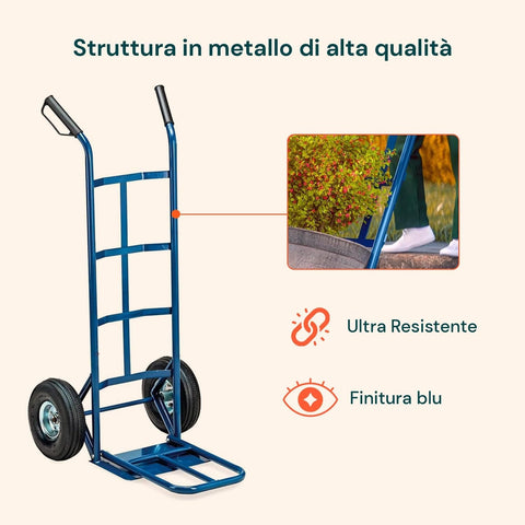 Piattaforma robusta del carrello da carico in acciaio verniciato blu con capacità 250 kg Ean-8023755040727