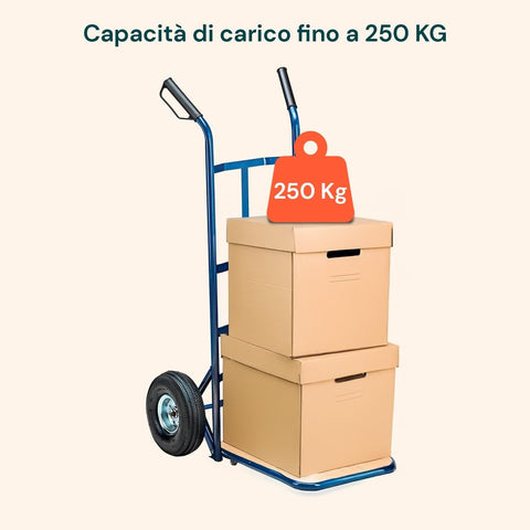 Carrello da Carico 250 kg in Acciaio Blu con Ruote Pneumatiche Resistenti Ean-8023755040727