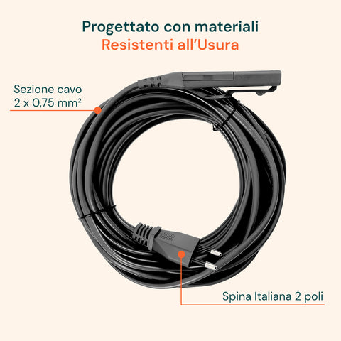 Cavo Alimentazione VK150 – Ricambio Compatibile 10m Grigio con Spina