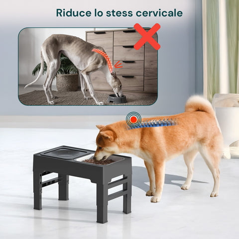 Ciotole Regolabili Perfette per Tutti i Cani - da 8,7 a 28,8 cm di Altezza