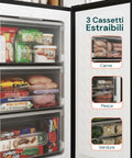 Freezer Monoporta 80 Litri con Apertura Frontale e Design Bicolore Argento/Nero