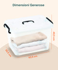 Contenitore In Plastica Trasparente Con Coperchio E Ruote 85l