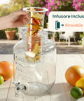 Dispenser Bevande in Vetro 8L con Rubinetto in Alluminio