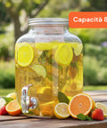 Dispenser Bevande in Vetro 8L con Rubinetto in Alluminio