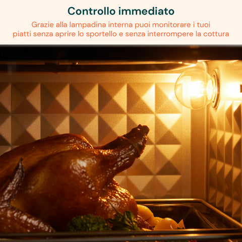 Forno Elettrico Ventilato 70L Acciaio Inox con Timer e Termostato