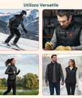 Gilet Termico Nero Unisex L-XXL – 3 Livelli di Temperatura e Ricarica USB
