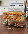 Griglia Airfryer 3 Livelli Rotonda e Rettangolare in Acciaio Lavabile