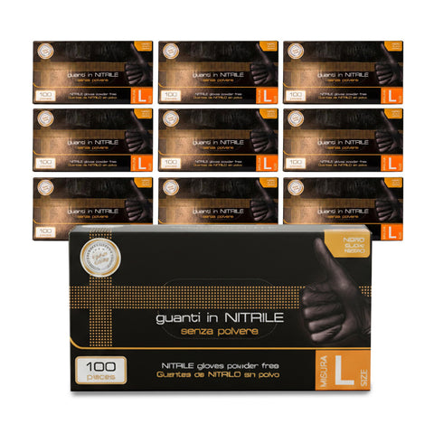 Guanti Nitrile Neri Senza Polvere – Set 100/1000 Pz Taglia M/L