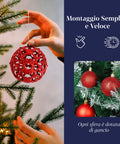 Set 100 Palline di Natale Rosse – 2 Dimensioni, 3 Finiture Diverse