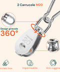 Kit Carrucola in Acciaio Inox con Fune 20 m – Resistente e Completo di Accessori