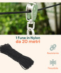 Kit Carrucola in Acciaio Inox con Fune 20 m – Resistente e Completo di Accessori