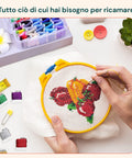 Set Ricamo Completo con 3 Livelli, 150 Fili, Aghi e Organizer in Plastica
