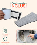 Lavapavimenti Mopo Wash 8L con Bastone Snodabile e Secchio Diviso e 2 Panni