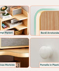 Libreria in Legno per Scrivania con 2 Ripiani e Design Multifunzionale
