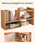 Libreria in Legno per Scrivania con 2 Ripiani e Design Multifunzionale