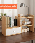 Libreria in Legno per Scrivania con 2 Ripiani e Design Multifunzionale