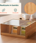 Porta Tisane e Tè in Bambù con 6 Scomparti Pratici