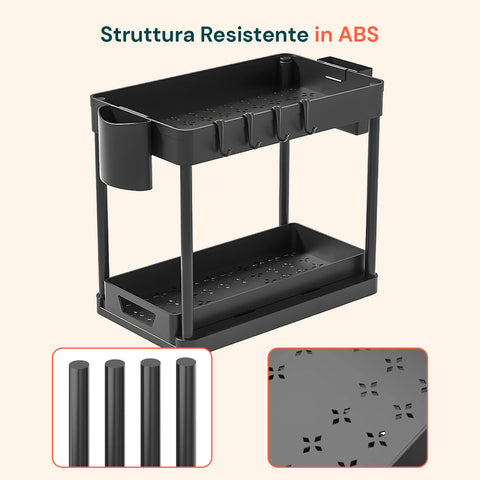 Organizer Multiuso 40x21,5x37cm con Ripiani e Accessori Inclusi