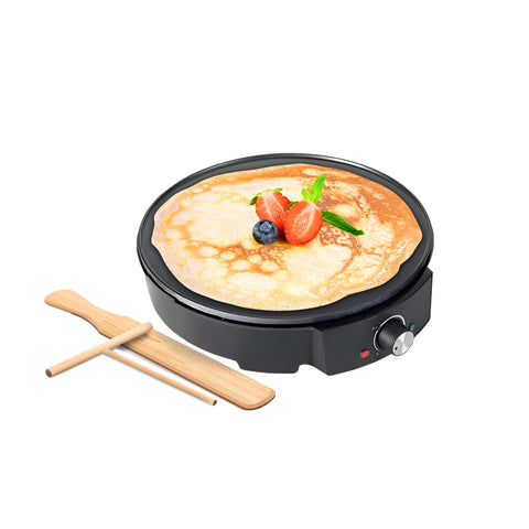 Antiaanbakbare crêpesmaker van 1200 W met houten spatel en deegroller – eenvoudig in gebruik