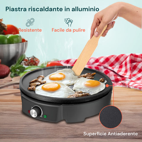 Piastra per crepes riscaldante in alluminio resistente e facile da pulire, superficie antiaderente per cottura uniforme senza attaccare