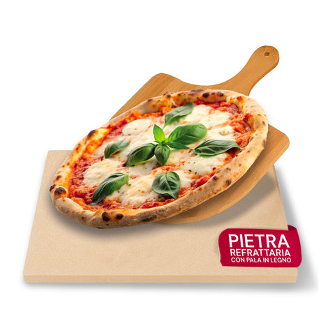 Set vuurvaste pizzasteen en bamboepizzaschep voor knapperige zelfgemaakte pizza