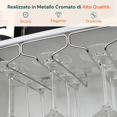 Portabicchieri in Metallo Cromato – Capacità 16 Calici, Resistente e Salvaspazio