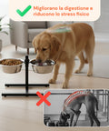 Alzaciotole per Cani e Gatti – Altezza Regolabile e 2 Ciotole in Acciaio da 1L