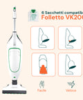 Sacchetti Compatibili VK200 in Microfibra – 6 Pezzi Adattabili Vorwerk
