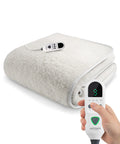 Coperta Elettrica Riscaldata Coprimaterasso in Lana Sintetica - Timer e 9 Temperature