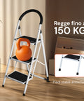 Scaletta Acciaio Nero Bianco 3-4 Gradini Portata 150kg per Casa e Garage