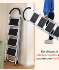 Scaletta Acciaio Nero Bianco 3-4 Gradini Portata 150kg per Casa e Garage