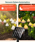 Luci Solari a Fungo da Esterno – Set 12 Segnapasso con Pannello Solare e LED Caldi