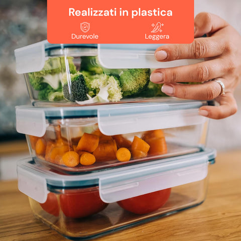 Kit 16 Contenitori Alimentari per Frigo e Dispensa– Chiusura a Scatto Sicura