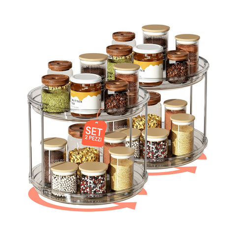 Set van 2 waterdichte 360° draaibare organizers met 2 niveaus voor cosmetica en badkamer