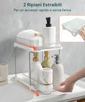 Set da 2 Organizer Multiuso con 2 Ripiani Impilabili per Cucina, Bagno, Living
